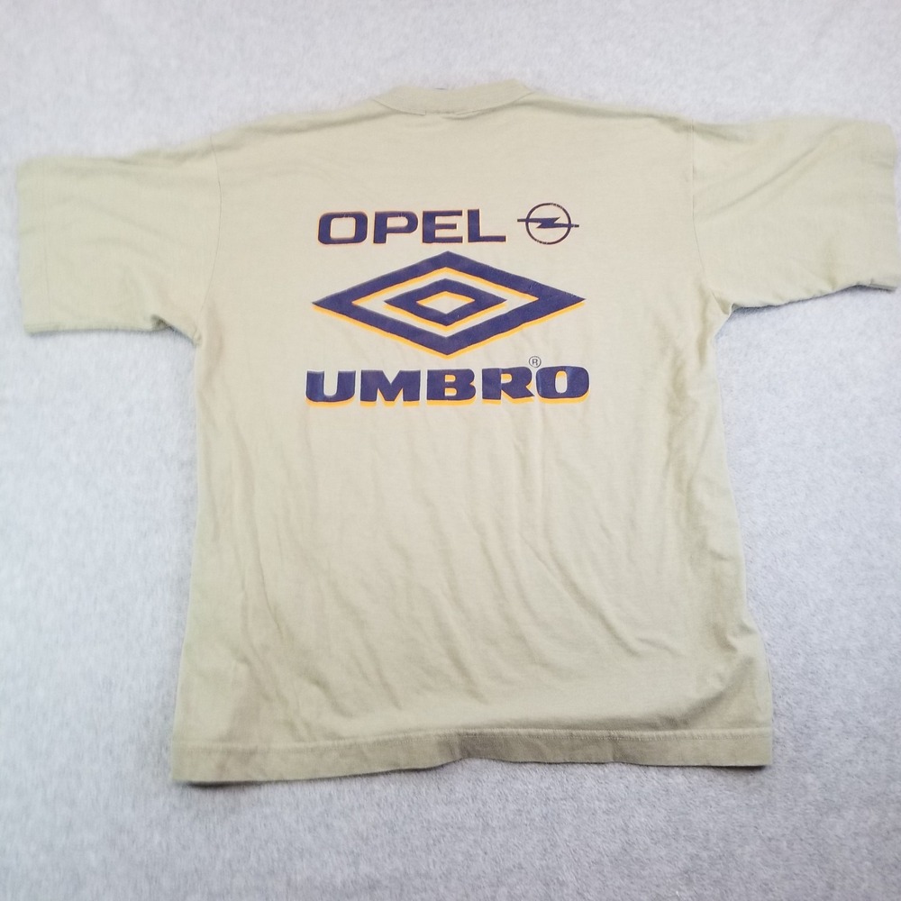 Vintage Umbro Shirt Mens Large Beige Ireland FAI Opel Soccer Football Tee 90s - Picture 2 of 10